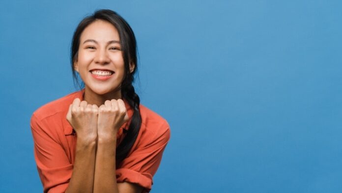 A woman happy after forgiving herself