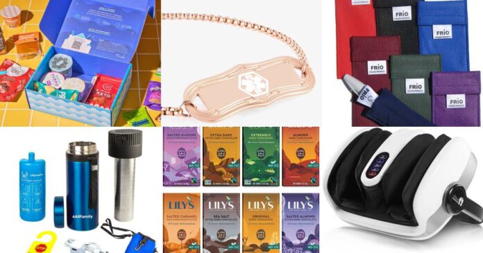 Collage of diabetes gift ideas