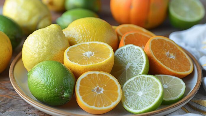 Citrus fruits in a plate