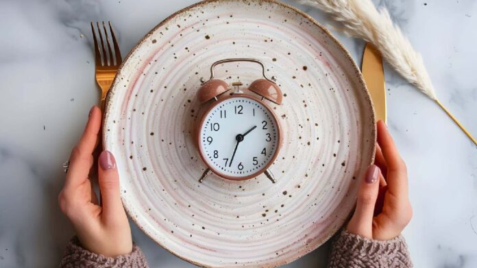 A plate with a clock